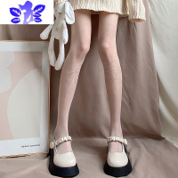 Ideamini白色带钻丝袜女闪亮蝴蝶结薄款连裤袜纯欲白丝春夏