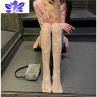 Ideamini2021秋季新款网红玫瑰花丝袜刺绣白色丝袜复古小仙女薄款连裤