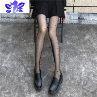Ideamini波点黑丝袜女薄款连裤性感黑色ins潮网红日系爱心JK纯欲白丝