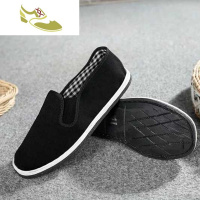 喻娄品牌布鞋男轮胎底千层低帮耐磨透气车床工农民工一脚蹬工作黑男士低帮鞋