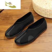 喻娄品牌中国风复古汉服唐装演出鞋男古装道士洒鞋中青年一脚蹬软底工作鞋男士低帮鞋