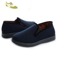 喻娄品牌冬季男款呢子面特大码加大号防滑软底加厚套脚爸爸老头棉鞋男士低帮鞋