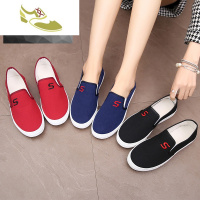 喻娄品牌新款布鞋女学生平底圆头百搭单鞋休闲女鞋一脚蹬懒人帆布鞋