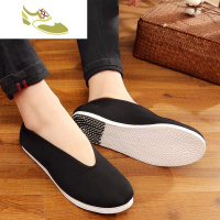 喻娄品牌中国风男鞋手工千层底老头鞋中式休闲鞋复古圆口功夫鞋