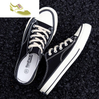 喻娄品牌夏季半拖帆布鞋男韩版潮流个性夏天透气百搭一脚蹬懒人无后跟布鞋