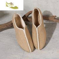 喻娄品牌云南手工亚麻男鞋复古男士懒人鞋中国风麻鞋渔夫鞋一脚蹬居士僧鞋