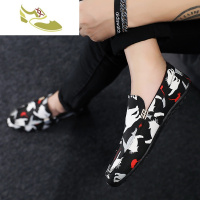 喻娄品牌2019夏季新款豆豆鞋男韩版潮流百搭休闲潮鞋快手红人透气懒人布鞋