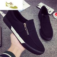 喻娄品牌2019新款男士帆布鞋套脚布鞋男低帮韩版潮百搭休闲鞋懒人鞋