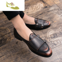 喻娄品牌发型师鞋子男夏季英伦复古一脚蹬社会小皮鞋韩版个性百搭豆豆潮鞋男士低帮鞋