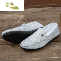 喻娄品牌夏秋季布鞋男士一脚蹬懒人男鞋子豆豆鞋休闲潮鞋韩版帆布鞋