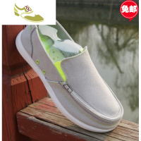 喻娄品牌春夏帆布鞋男沃尔卢休闲鞋一脚蹬懒人鞋布鞋男鞋透气cross