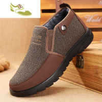 喻娄品牌北京老布鞋棉鞋男加绒爸爸鞋男士防滑加厚中老年男式保暖软底冬鞋