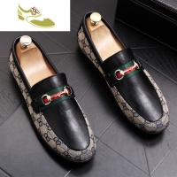 喻娄品牌欧美男士套脚皮鞋时尚懒人鞋百搭乐福鞋韩版豆豆鞋时尚青年男鞋子