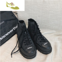 喻娄品牌@坏蛋自制韩版走秀款暗黑靴子男网红厚底高帮鞋INS超火工装马丁靴