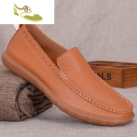 喻娄品牌日常休闲驾车男鞋软面牛皮套脚舒适皮鞋春秋一脚蹬牛筋软底鞋男士男士低帮鞋
