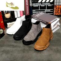 喻娄品牌欧洲站男靴秋冬英伦复古切尔西靴高帮皮鞋厚底靴套筒中帮靴马丁靴