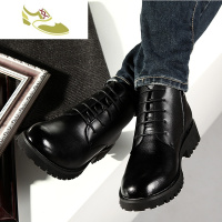 喻娄品牌冬季男鞋男士真皮冬鞋男高帮皮鞋英伦商务休闲棉皮鞋加绒保暖棉鞋男士高帮鞋