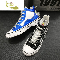 喻娄品牌鞋子男潮鞋精神小伙秋季男鞋个性亮片街头高帮鞋男韩版厚底马丁靴