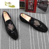 喻娄品牌潮男尖头皮鞋刺绣水钻潮流男鞋夏季透气套脚懒人鞋单鞋发型师潮鞋