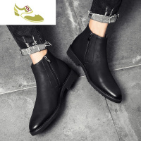 喻娄品牌皮靴男复古男靴男士短靴百搭韩版皮靴男马丁靴男英伦高帮鞋男鞋潮