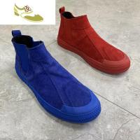 喻娄品牌秋季新款男士高帮纯皮休闲鞋板鞋韩版时尚潮流皮鞋真皮一脚蹬单鞋男士高帮鞋