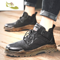 喻娄品牌脏鞋马丁靴子男士高帮皮鞋英伦风韩版潮鞋工装靴做旧鞋子男靴冬季