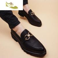 喻娄品牌2019潮流新韩版亮皮鞋男士尖头休闲鞋松糕厚底真皮鞋内增高6CM鞋