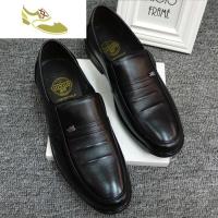 喻娄品牌雄虎2019新款男士真皮聚酯底秋季皮鞋透气爸爸鞋工作鞋一脚蹬皮鞋男士低帮鞋