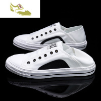 喻娄品牌雨伞布懒人鞋一脚蹬男鞋夏季网红潮鞋百搭透气无鞋带两穿帆布板鞋