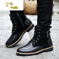 喻娄品牌马丁靴男秋冬新款男士中帮休闲皮靴雪地短靴英伦风潮男靴子