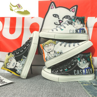 喻娄品牌2019我的英雄学院动漫情侣高帮帆布鞋百搭港风学生休闲鞋涂鸦板鞋