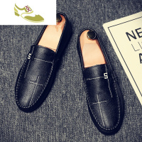 喻娄品牌夏季2019新款英伦休闲小皮鞋社会小伙懒人豆豆鞋韩版百搭男士潮鞋