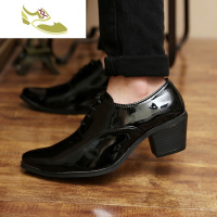 喻娄品牌2014新款潮男时尚拼色男士高跟鞋男休闲尖头皮鞋英伦增高鞋发型师男士低帮鞋
