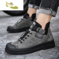 喻娄品牌2019新款秋季马丁靴皮靴雪地靴男士短靴百搭潮流高帮男靴工装男鞋