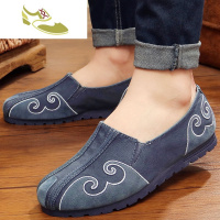 喻娄品牌休闲男鞋个性中国风平跟软底帆布道士唐装汉服古风男鞋