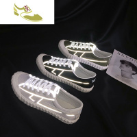 喻娄品牌帆布鞋男低帮韩版潮流百搭反光鞋男夜光鞋男休闲板鞋鞋子男潮鞋