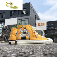 喻娄品牌秋季2019新款鞋子男潮鞋帆布鞋男高帮板鞋韩版潮百搭动漫小白布鞋