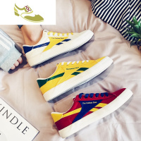 喻娄品牌秋季新款男鞋子韩版潮流情侣鞋港风帆布鞋男低帮学生鞋百搭小白