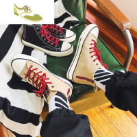 喻娄品牌秋季涂鸦帆布鞋男高帮印花网红漫画爆改潮流百搭中邦1970s板鞋子