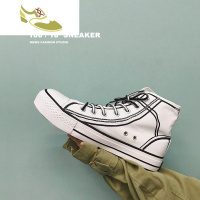 喻娄品牌2019秋季新款高帮帆布鞋男士休闲帅气潮鞋学生百搭小白鞋韩版鞋子男士高帮鞋