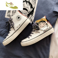 喻娄品牌@文艺男子 2019动漫涂鸦情侣高帮帆布鞋男女百搭韩版潮鞋学生板鞋