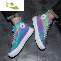 喻娄品牌变色龙秋季男鞋韩版反光1970s帆布鞋荧光高帮板鞋夜魔侠百搭潮鞋