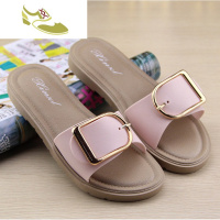 喻娄品牌夏季新款一字韩版花朵时尚凉拖鞋女士防滑平底厚底外穿浴室洗澡软