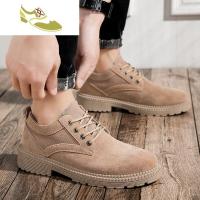 喻娄品牌2019新款秋季潮流男鞋休闲马丁靴男士低帮户外工装靴夏季透气帆布