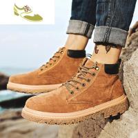 喻娄品牌韩版潮流高帮鞋2019年新款秋季中帮工装靴子英伦风男士马丁靴短靴