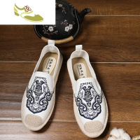 喻娄品牌唐装汉服男鞋子中国风帆布潮鞋秋季潮流民族禅鞋百搭布鞋男