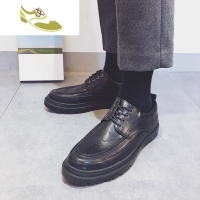 喻娄品牌皮鞋男韩版布洛克英伦西装内增高黑色青年商务正装休闲男士婚礼鞋男士低帮鞋