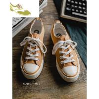喻娄品牌古雀低帮帆布鞋男秋季韩版潮流学生百搭休闲复古女鞋透气情侣鞋子