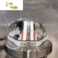 喻娄品牌许霸霸反光帆布鞋鲍品鮀动漫潮鞋高帮我的英雄学院绿谷出久手绘鞋