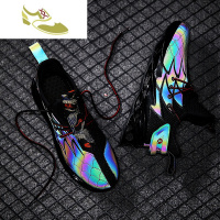 喻娄品牌2019新款男鞋夏季透气鞋子男变色龙刀锋鞋反光夜魔侠夜光运动鞋潮男士低帮鞋